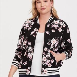 Torrid Floral Twill Bomber Jacket size 1